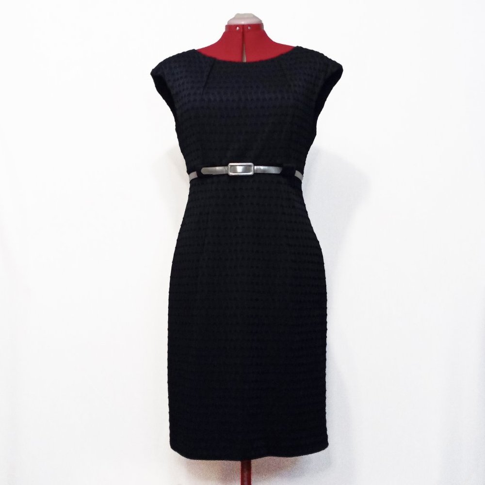 Connected apparel Navy Blue Dress With Silver Belt US 10